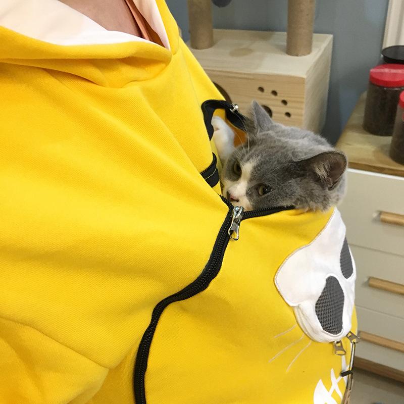 Sweatshirt für Katzenliebhaber, Kapuzenpullover mit Känguru- und Hundepfoten-Motiv, Kuschelbeutel, Sweatshirt mit Tierohren, Kapuzenpullover