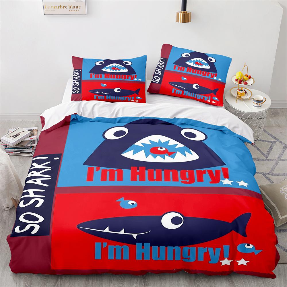 Комплект пододеяльника Акула Мультяшный узор с морскими животными Милый Кавайный — фото 19