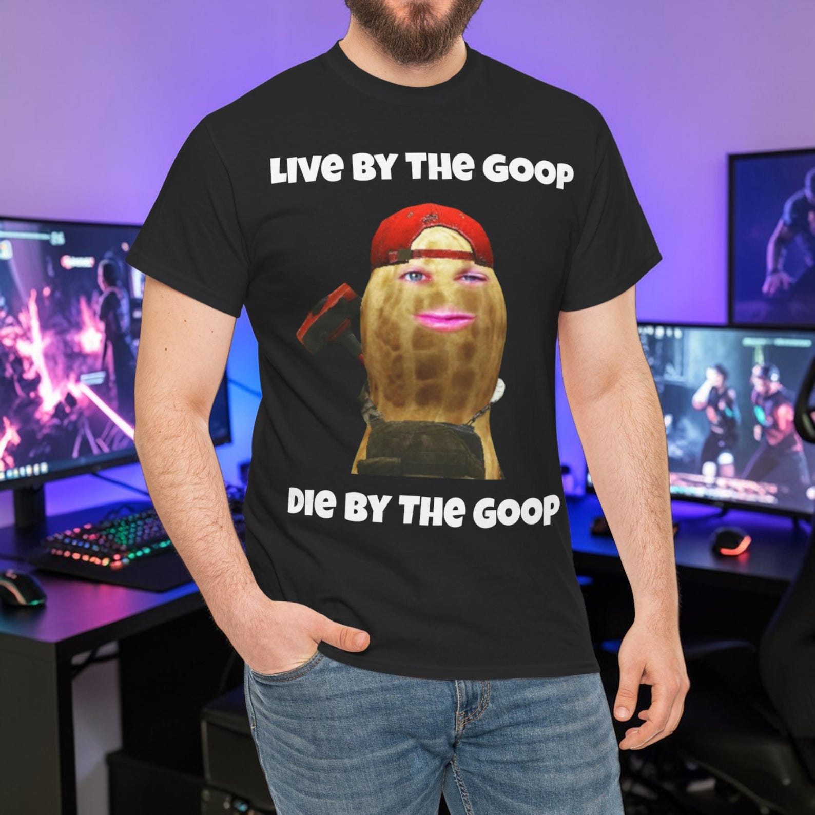 TheBurntPeanut Live By The Goop Tee | Die By The Goop The Burnt Peanut T-Shirt Party Confetti Arc Raiders Gooping Funny BurntPeanut Shirt 4XL