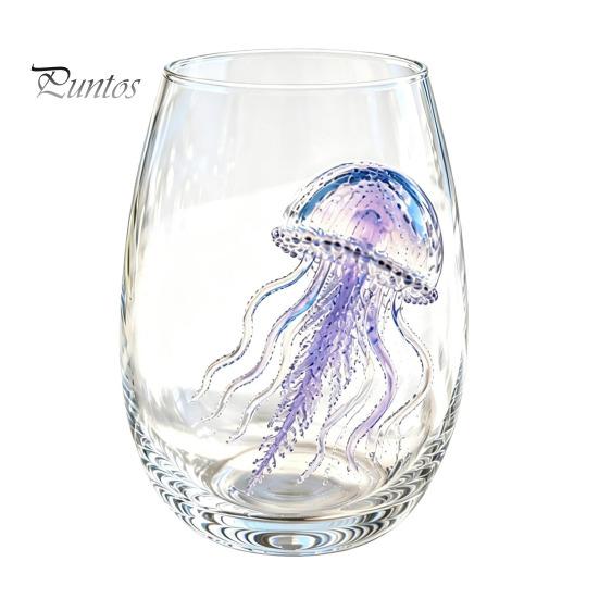 Handgefertigtes Künstlerisches Glasware Oktopus Glasbecher, 350ml Stielloses Weinglas, Wal Delfin Schildkröte Lebendiges Tentakel Design Becher Meeresbewohner Trinken