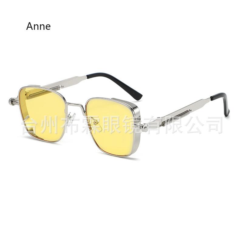 

Новые ретро квадратные стимпанк металлические солнцезащитные очки Модные и персонализированные очки с пружинными дужками, устойчивые к УФ-излучению, UV400 оттенки, очки