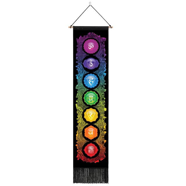Seven Chakra Tapestry Vertical Wall Hanging Tree of Life Tapestry Tassel Yoga Meditation Tapestry for Bedroom Living Decoration