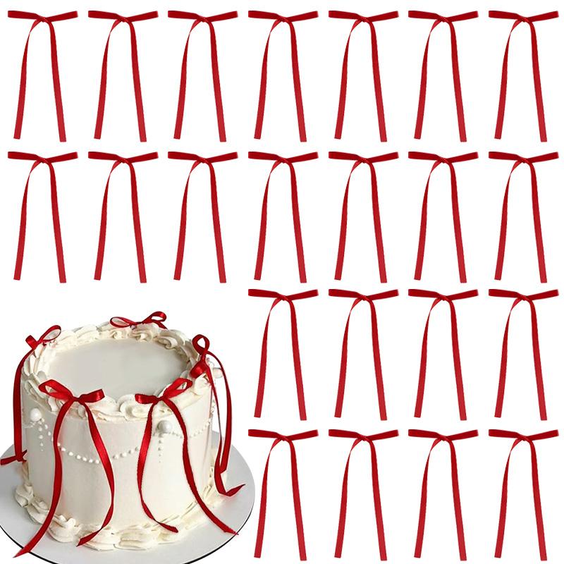 

10/20 шт. Банты для украшения торта Розовый бант Лента Топперы для торта Детские Девочки Принадлежности для вечеринки по случаю дня рождения Свадебный торт Декор Рождество 10Pcs красный