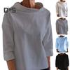 Dámské jaro podzim jednobarevná mikina poloviční vysoký límec dlouhý rukáv volný střih triko streetwear
