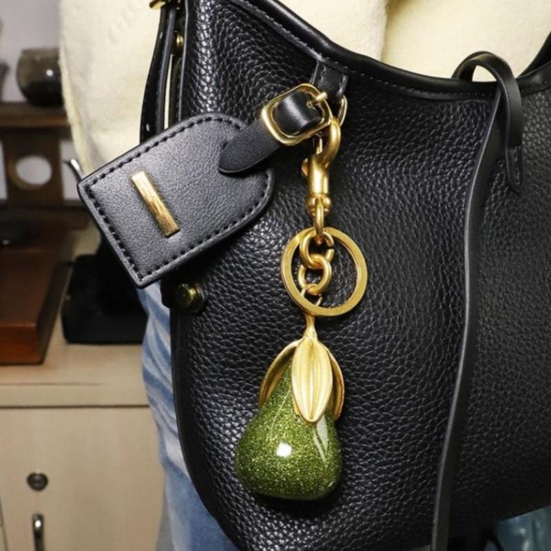 New Fruit Crystal Series Bag Hanging Pineapple Apple With Leaf Pear Bag Keychain Hardware Bag Accessory Exquisite Pendant Decors