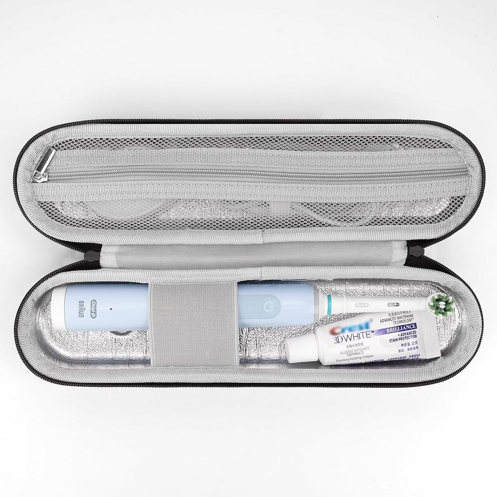 Linkidea Electric Toothbrush and Toothpaste Travel Case with Ventilation and Pocket for Charger, Compatible with Oral-B iO Series, Philip Sonicare,
