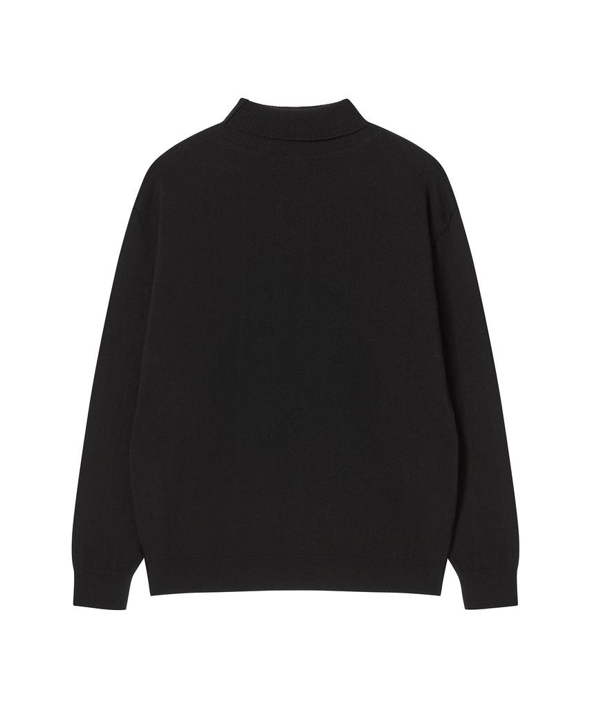 BEYOND CLOSET [Collection Line] Lux Cashmere Blend Turtleneck Knit Black
