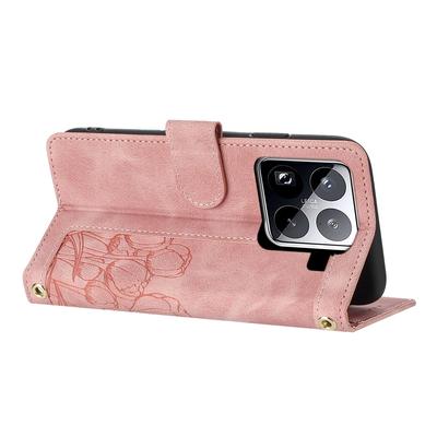 For Xiaomi 15 Pro Tulip Leather Case Phone Cover with 5 Card Slots Wallet