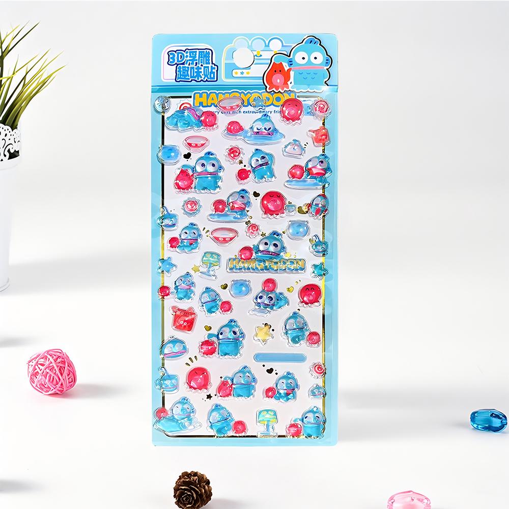 4pcs Anime Sanrio 3D Relief Stickers Aesthetic Cute Cartoon Kuromi My Melody Crystal Decals Toys Kawaii DIY Diary Laptop Phone