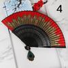 Vintage Feathered Pattern Handheld Fan Wood Folding Fan Vintage Folding Hand Fan for Women Weddings and Dance Parties