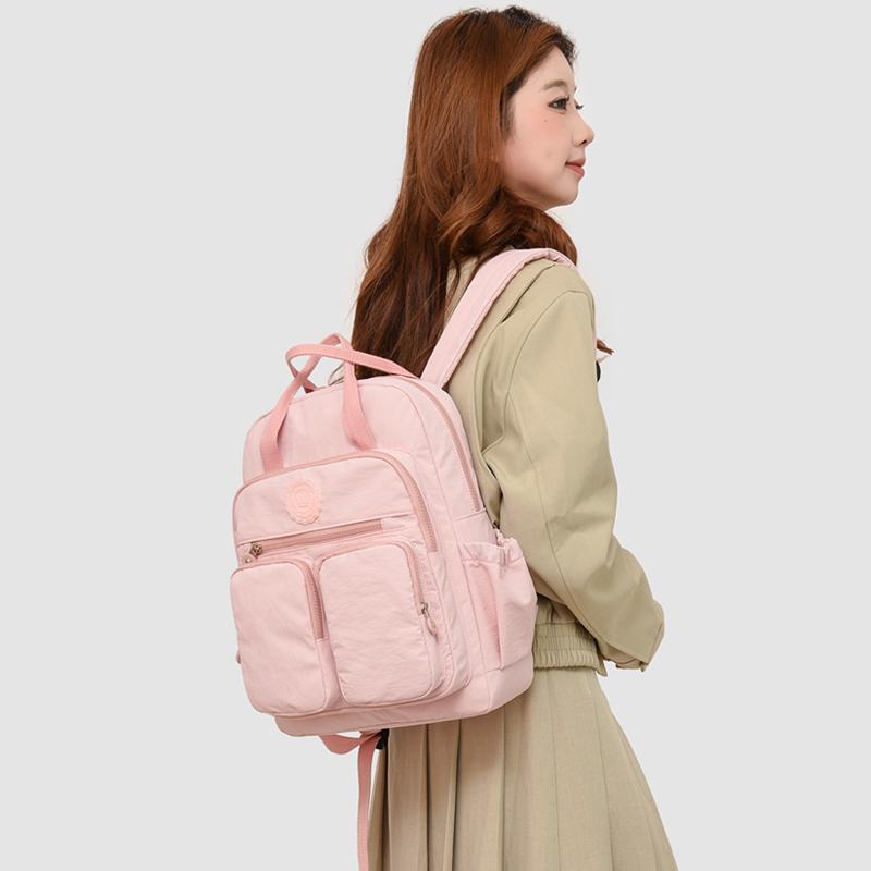 Fashion Woman Backpack Waterproof Nylon Soft Handle Solid Multi-pocket Travel Zipper Feminina School Bags Laptop Backpack