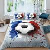 Soccer Duvet Cover Set King Queen Full Size Football Pattern Polyester Comforter Cover For Kids Teens Soccer Lover Bedding Set