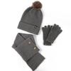 Autumn and winter outdoor cold-proof hairball knitted hat, scarf, gloves three-piece set, warm stack hat three-piece set