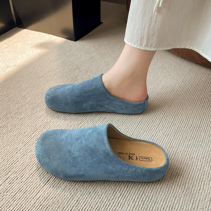 

Thick-soled Birkenstock bag head half slippers women s outer wear lazy one pedal summer 2025 new skirt Muller cool slippers 40 синий