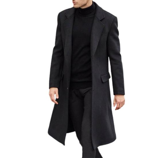 Men Coat Solid Color Turn-down Collar Cardigan Leisure Winter Jacket for Daily Wear