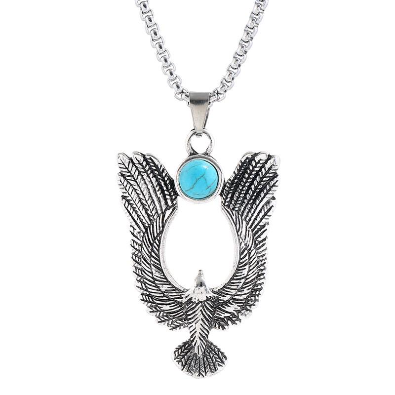 Retro Devil's Eye Pendant: Winged Eagle Stainless Steel Necklace for Men