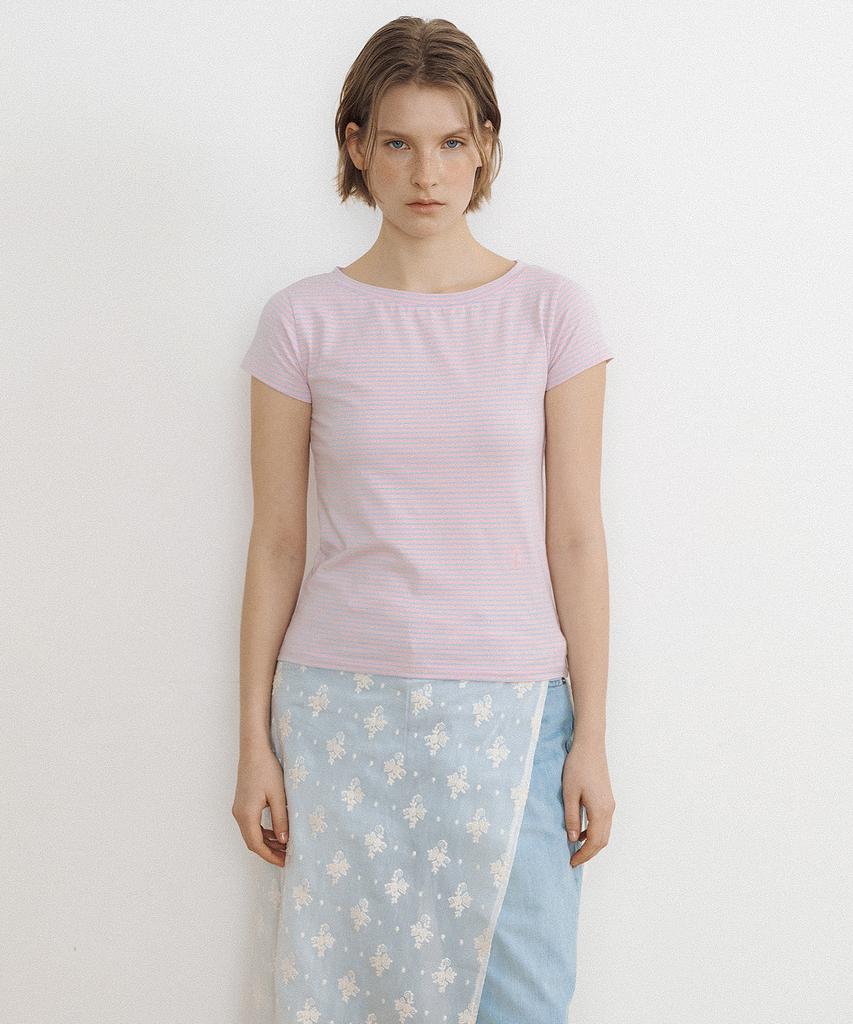 LUCIR ZU Stripe Baby Tee (Pink)