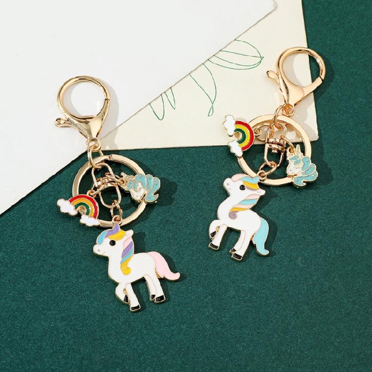 Horse Keychain with Rainbow Finish for Automobile Key Enhancement Bag Decoration and Personalize Styles