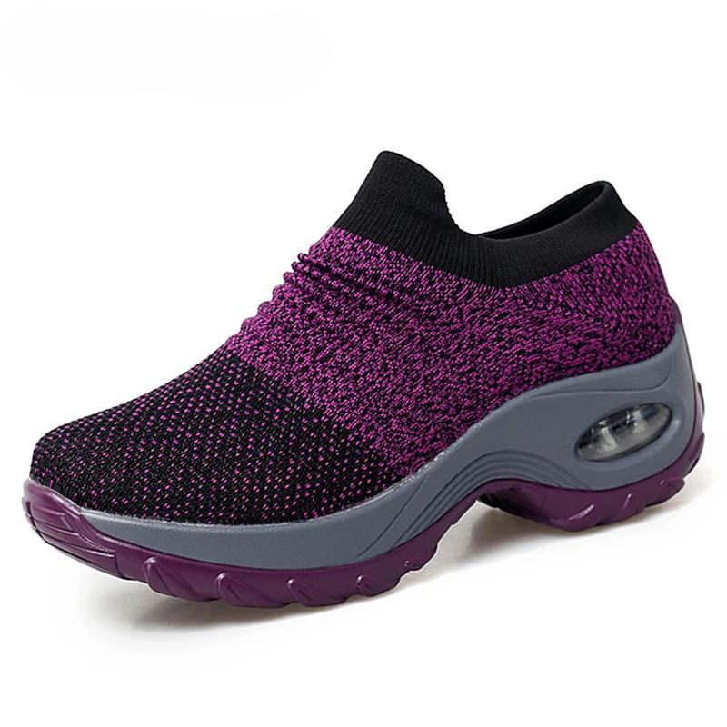Women Platform Shoes Flexibility Casual Sneakers Fashion Knited Sock Breathe Comfort Walking Shoe Loafers Non-slip Plus 35-44
