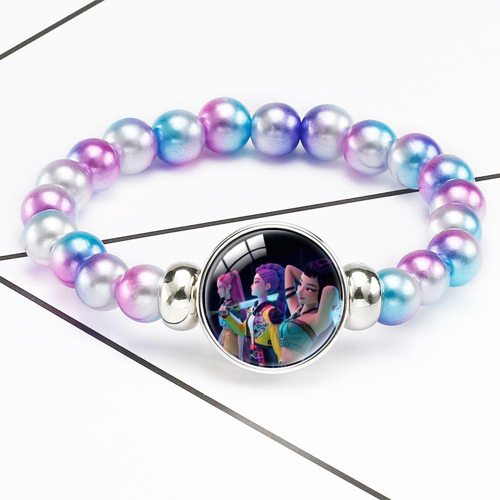 Gradual Change Beaded Bracelet Rumi Zoey Mira Embedded Crystal Bracelet Hidden Buckle Removable Elastic Jewelry