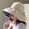 Summer women's hat knitted hollow vinyl PU sunscreen basin hat versatile candy color glossy fashion bucket hat