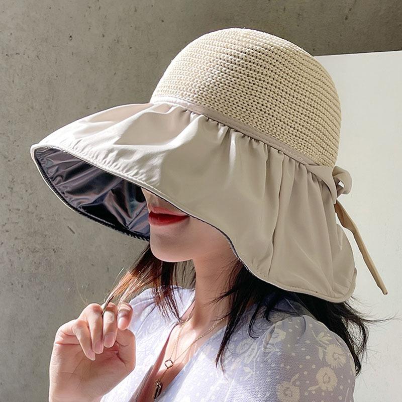 Summer women's hat knitted hollow vinyl PU sunscreen basin hat versatile candy color glossy fashion bucket hat