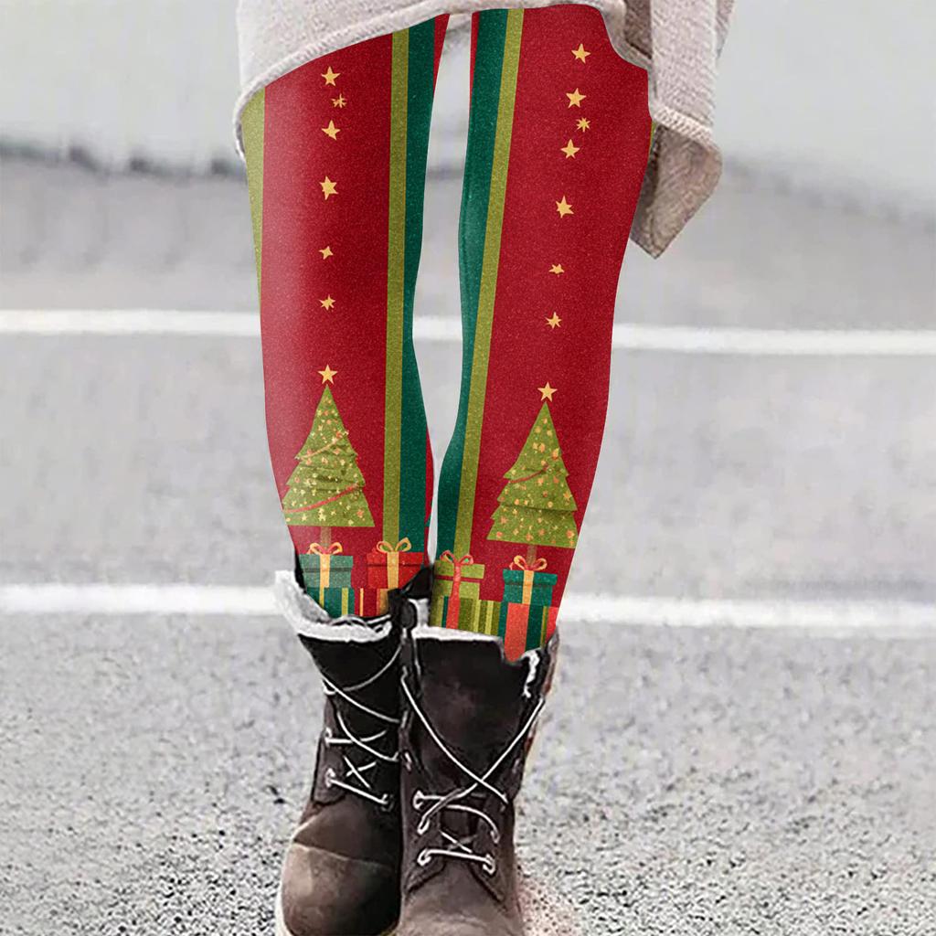 Women's Christmas Print Slim Fit Elastic Yoga Casual Pants