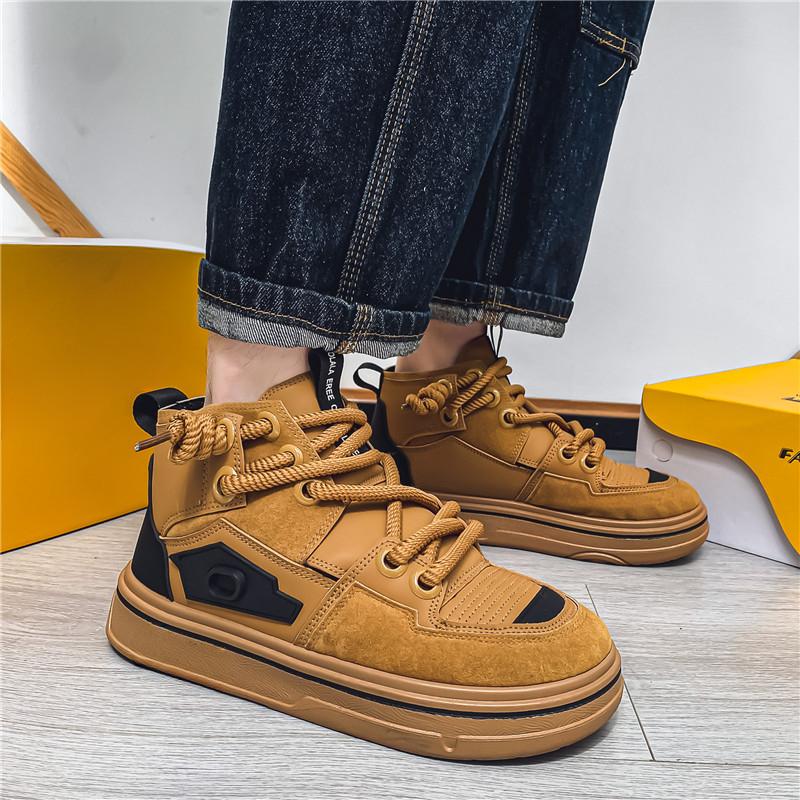 INS Style Men's Skateboard Shoes Streetwear High Top Platform Sneakers Men Fashion Lace-up Outdoor Men Skate Board Shoes