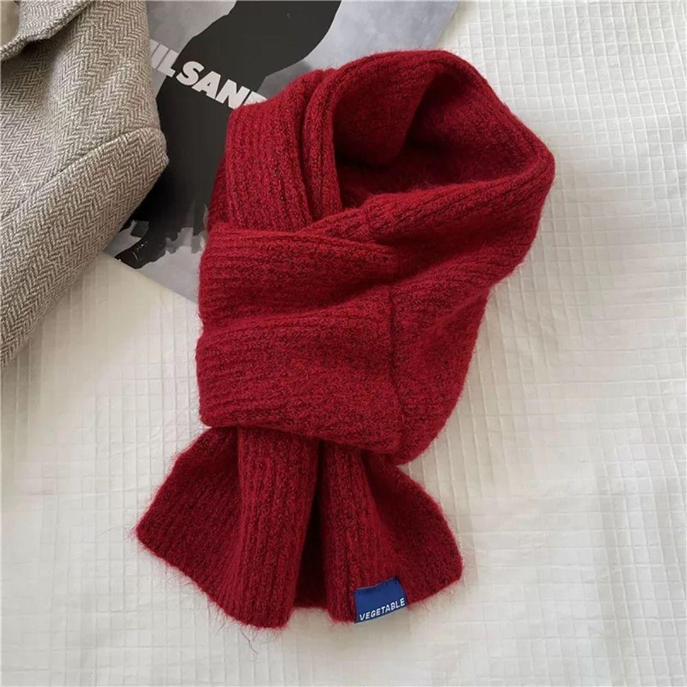 Woolen Knit Scarf Solid Color Short Neckerchief Neck Guard Shawl Neck Warmer Women