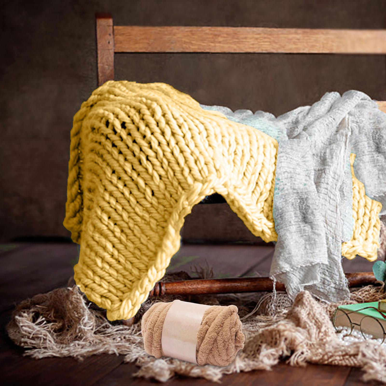 

2 Cm Thick Balls of Giant Yarn, Hand-knitted for Macrame Hats, Throws And Scarves Yellow