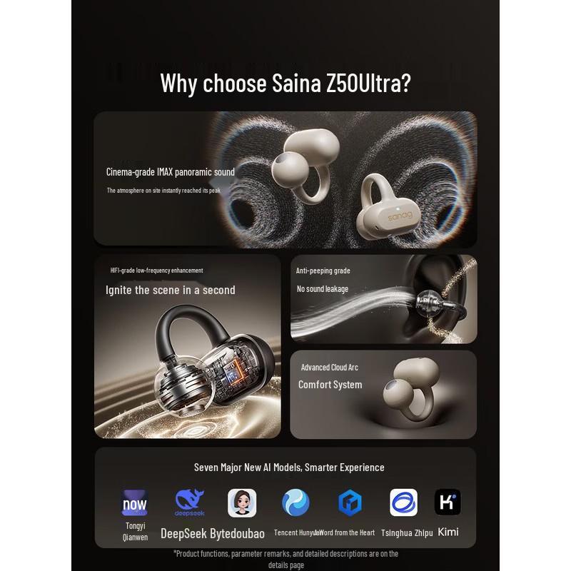 SANAG Z50 Ultra Air-Bone Conduction Open-Ear AI Translator Earbuds