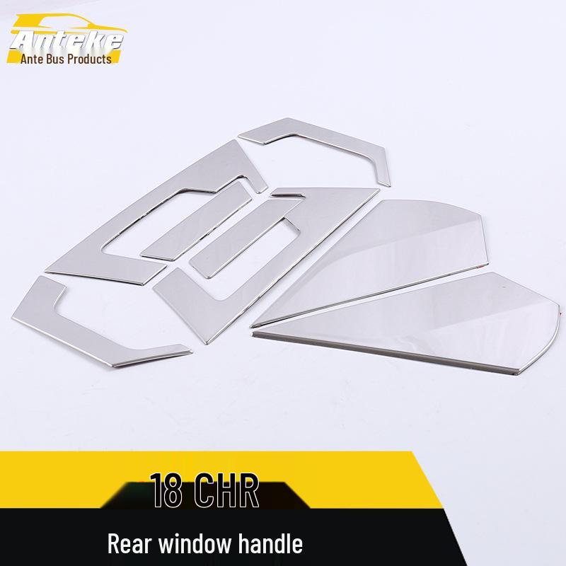 18 CHR Rear Window Handle Trim Stainless Steel Cover - Decorative Sequin Sticker