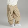 Men Pants with Multi Pockets Elastic Waist Ankle-banded Oversized Vintage Cargo Pants Solid