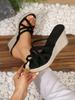 European and American wedge sandals for women's foreign trade plus size round toe cross strap breathable Roman sandals for wome