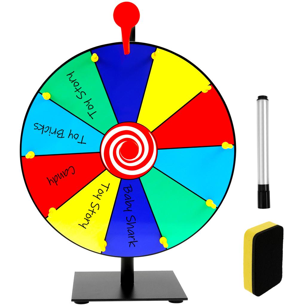 Prize Wheel DIY Interactive Rotating Wheel Family Party Game Wheel with Plate Wiper and Pen Reusable Desktop Wheel Spinner