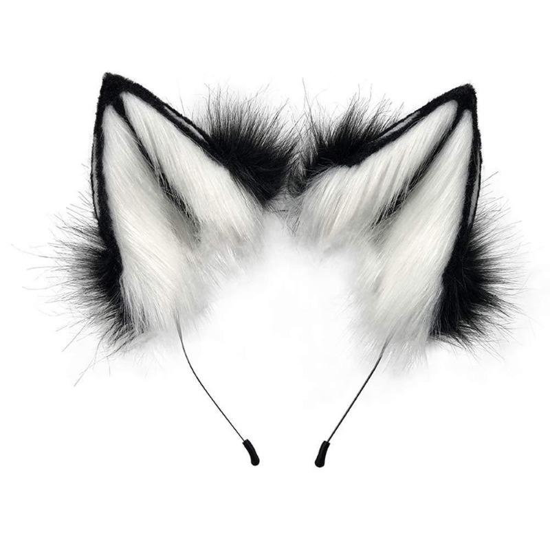 Plush Simulation Handmade Animal Ear Headband, Plush Dress Up Wolf Ear Headband Cosplay Play Lone Wolf Hair Accessories