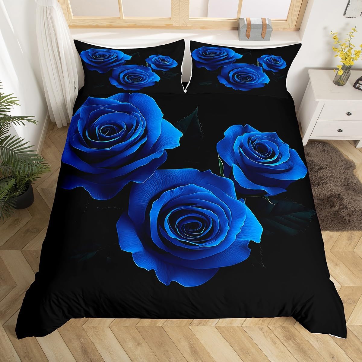 

Одеяло Роза Романтическое Роза Цветочный Комплект Постельного Белья Микрофибра Ботанические Цветы Одеяло Для Женщин Девочек Спальня Декор Comforter (quilt)-EU Single(135*200cm)3pcs