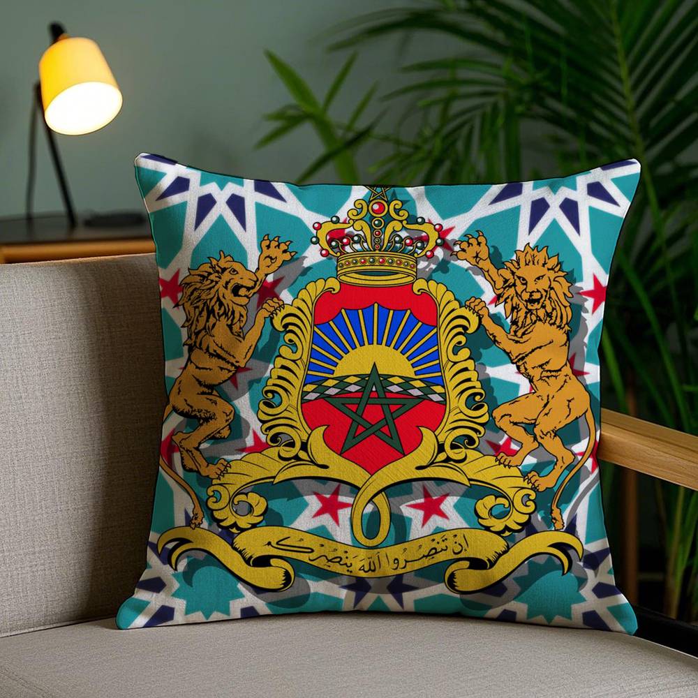 A-Algerian Passport Pattern Pillow Case Home Dorm Chair Back Short Plush Double-sided Printing Office Nap Time Cushion Cover