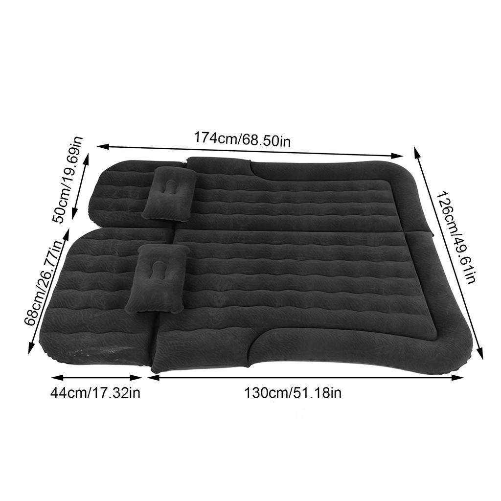 2‑In‑1 Multifunction Inflatable Travel Mattress PVC Flocking Soft Sleeping Rest Cushion Car Inflatable Bed for Car SUV
