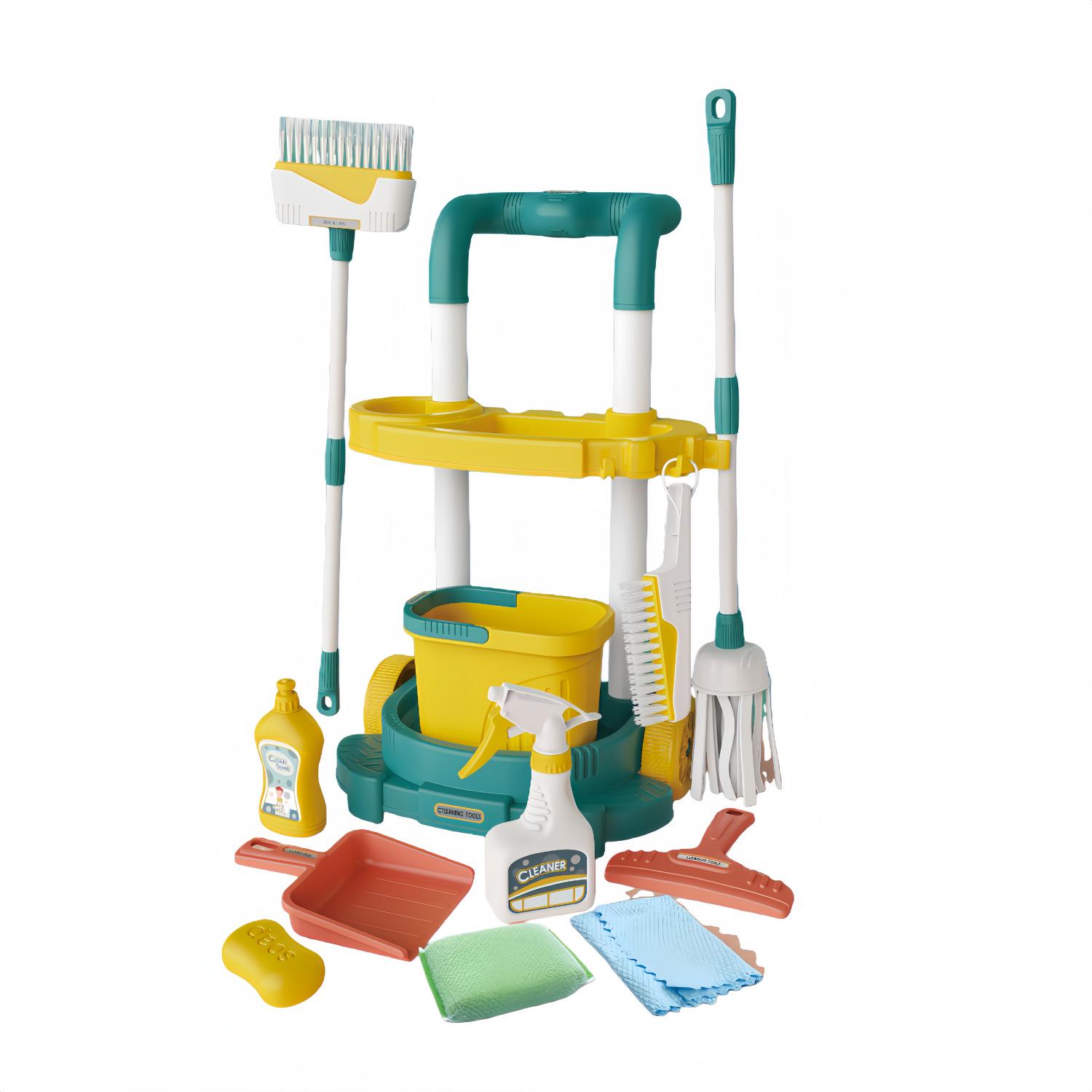 

Children s Role-Playing Cleaning Set - Broom, Mop & Pushcart Kit зелёный