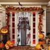 Four-Sided Stretch Carpet Fabric Door Cover with Halloween Design - Easy Installation