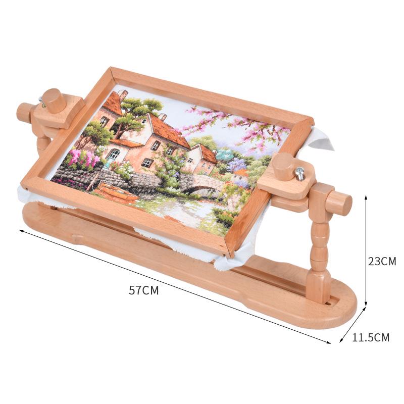 Bastidor de Bordado Ajustable de Madera de Haya: Bastidor Multifuncional para Punto de Cruz con Pinza de Tensión Fija