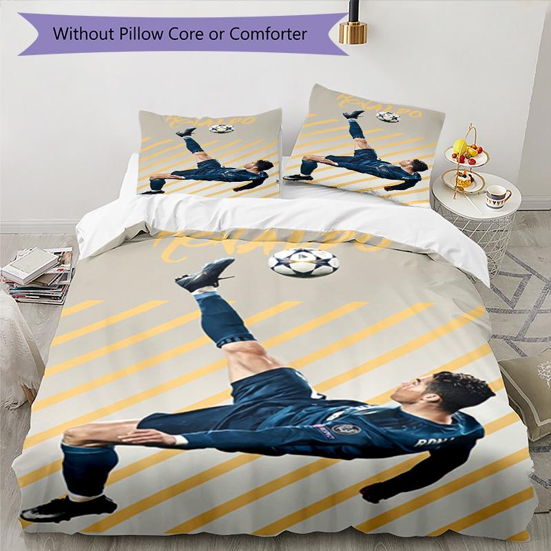 Ronaldo's Muscular Celebration Bedding Set, Breathable Duvet Cover with Pillowcases, Soft Bed Linen for Bedroom Home Decoration, Perfect Festival Birt