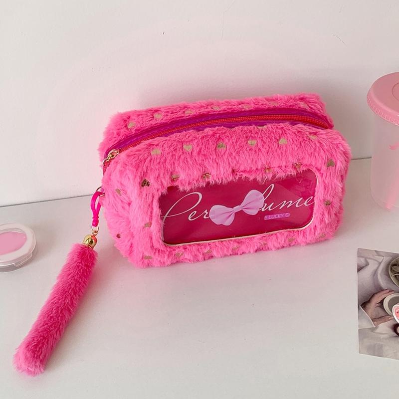 Soft Pencil Pouch Stylish Bowknot Decoration Roomy Interior Strong Zippers Closure Flexible for Students Professional