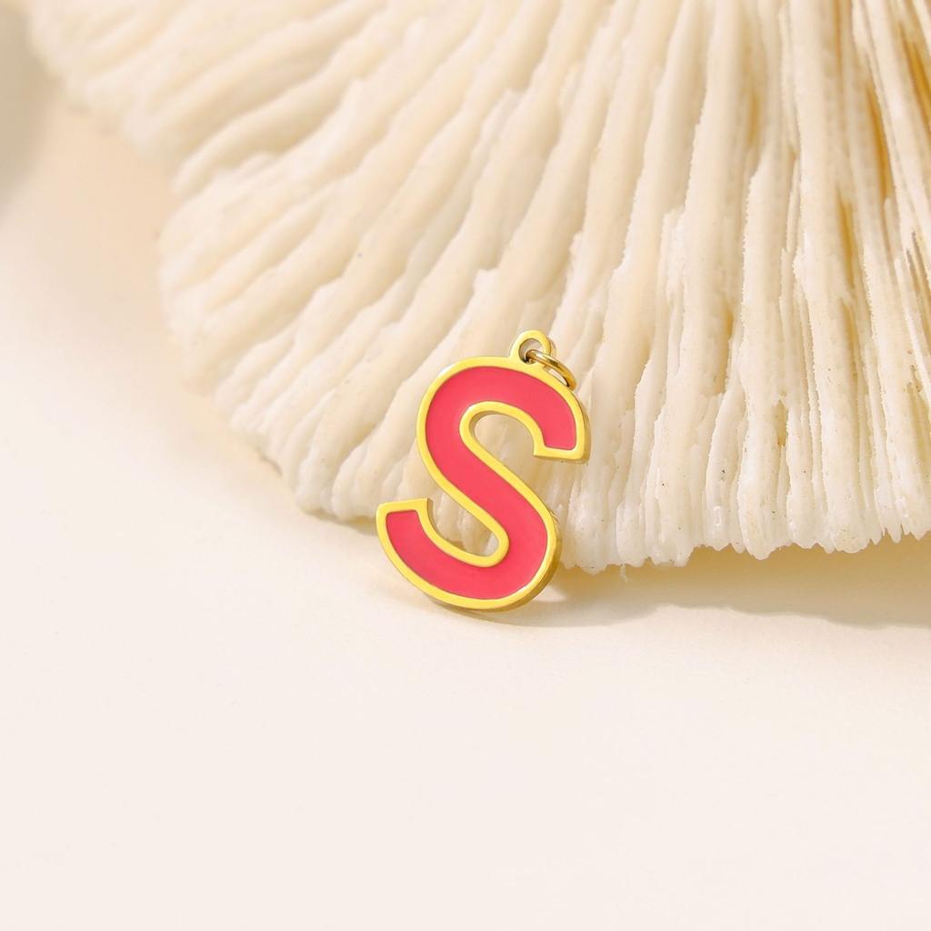 CARLIDANA Hot Sale New Style Hot Sale DIY Accessories Oil Drop Colorful Initial A -Z Letter Brand Stainless Steel Pendant Charms