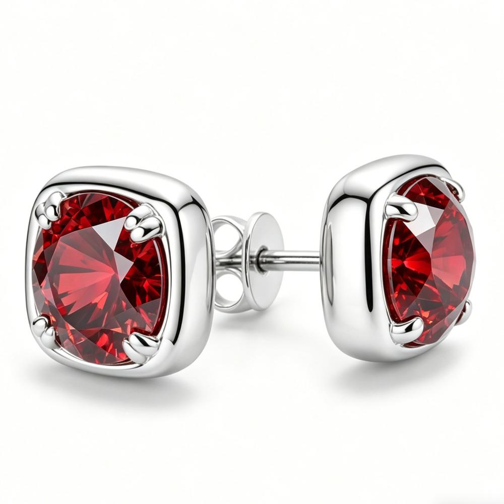 6.5mm 925 Sterling Silver Moissanite Stud Earrings For Women Simple Fashion Versatile Square Cut D VVS1 Exquisite Jewelry