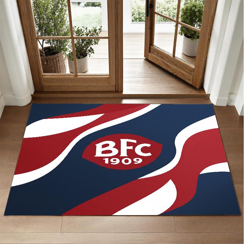 Bologna FC Design Crystal Velvet Rug Soft Decorative Mat for Bedroom Entrance