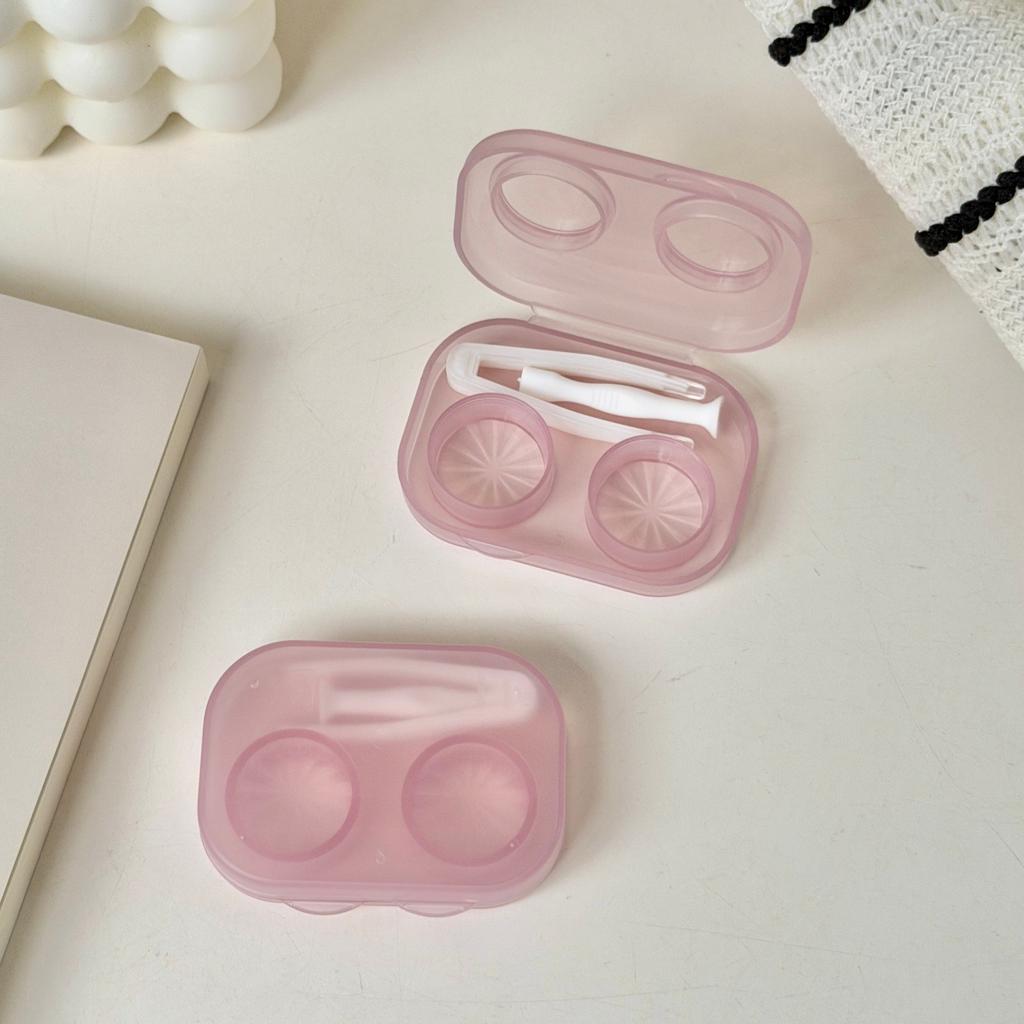 Contact Lens Box Portable Transparent Cosmetic Contact Lenses Soak Container Box Girls Travel Contact Lens Case with Tweezers