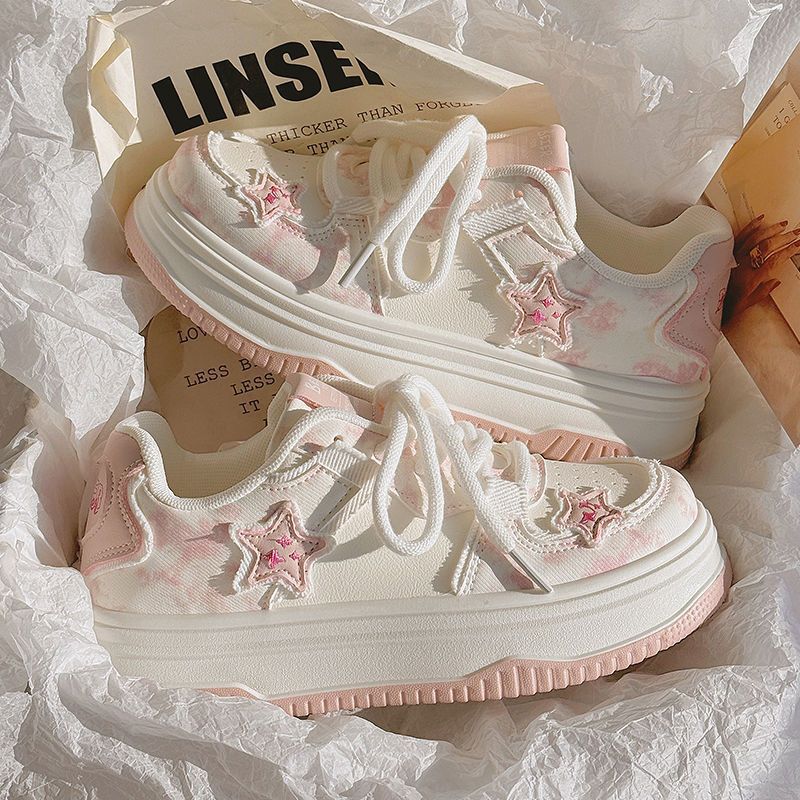 

Wasteland wind little white shoes women s 2025 spring and autumn new canvas shoes pink shoes versatile thick-soled niche sports shoes 40