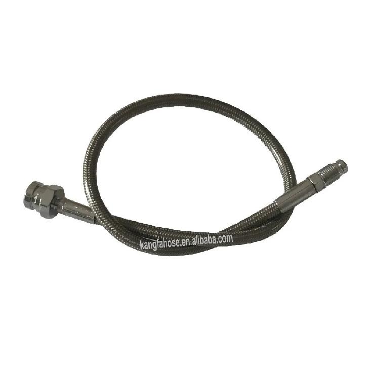 PU Covered Motorcycle Brake Oil Hose Line Stainless Steel Braided PTFE Pipe With Hexagonal Joint And Outer Filament